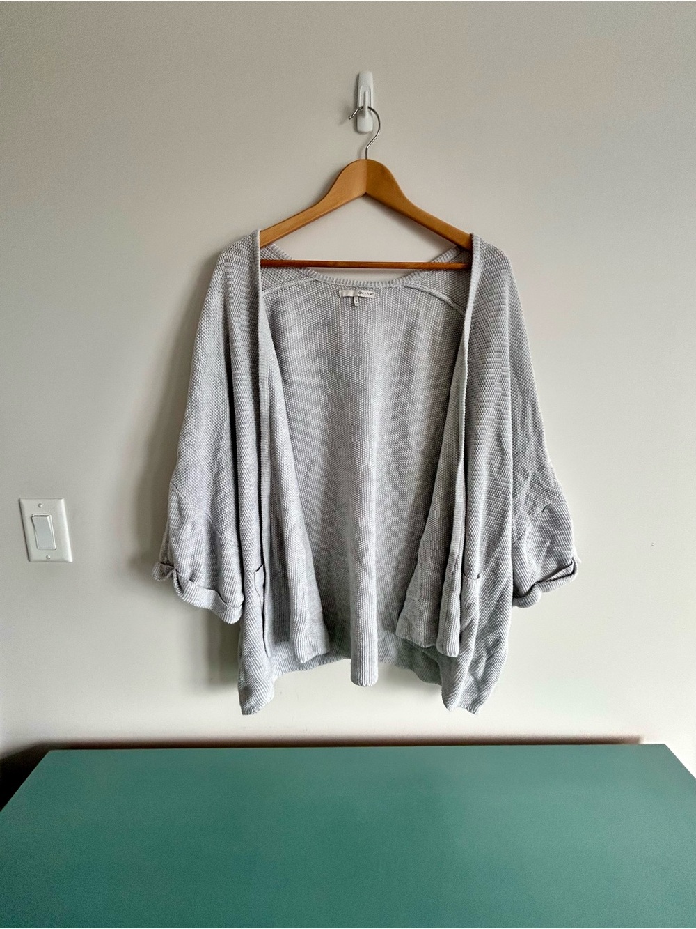 OAK + FORT Light Gray Open-Front Knit Cardigan